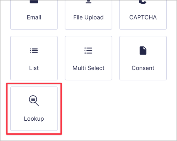 The 'Lookup' field type in the Gravity Forms field picker